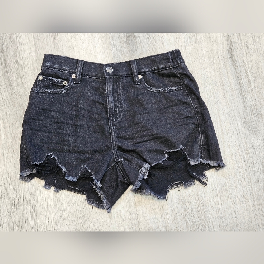 Aerie Frayed Hem Black Jean Shorts Size XS